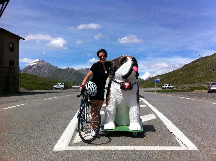 Rider with St Bernard Dog in La Rosiere